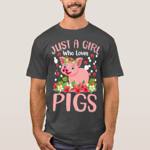 Camiseta Apenas Uma Menina Que Ama Suínos Sobrevoando Um Fa