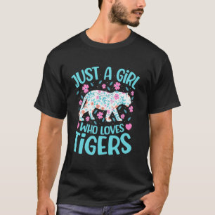 Camiseta Apenas Uma Menina Que Ama Tigres Floral Mulheres M