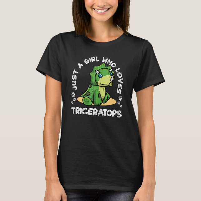 Camiseta Apenas Uma Menina Que Ama Tricerátops Dinossauro (Frente)