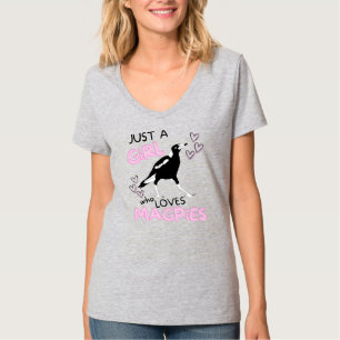 Camiseta Apenas Uma Menina Que Ama Uma Fofa De Magpies Aust