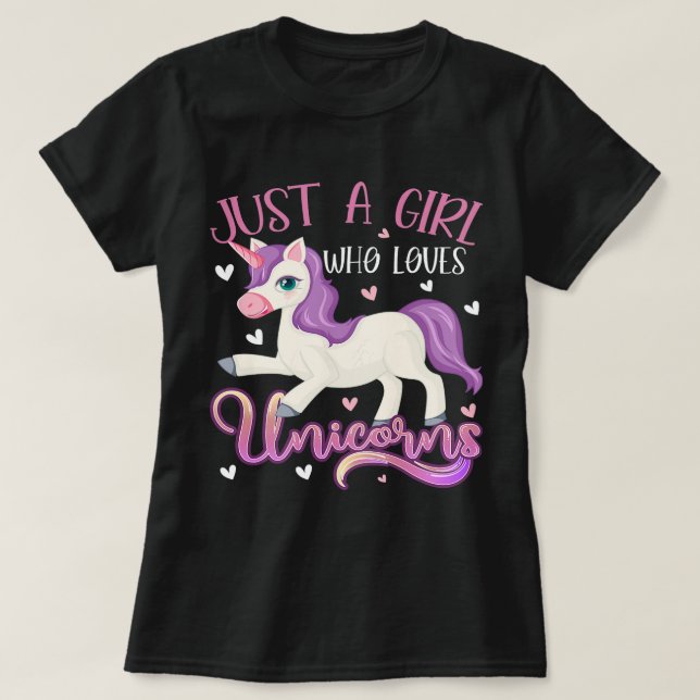 Camiseta Apenas Uma Menina Que Ama Unicórnios Engraçados Of (Frente do Design)