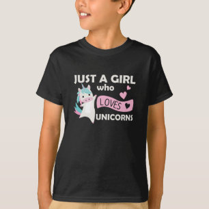 Camiseta Apenas Uma Menina Que Ama Unicórnios Rosa