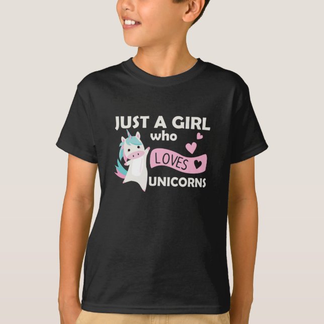 Camiseta Apenas Uma Menina Que Ama Unicórnios Rosa (Frente)