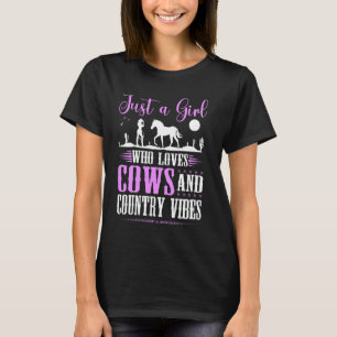 Camiseta Apenas Uma Menina Que Ama Vacas Rodeio Oeste País 
