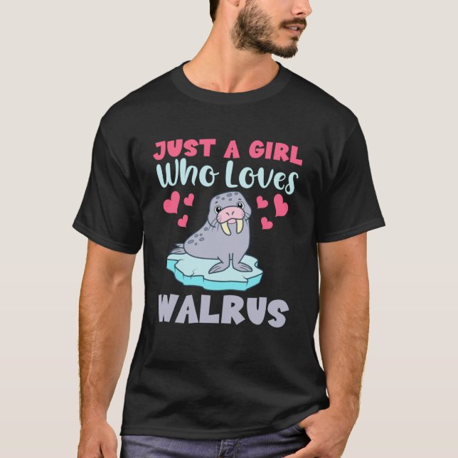 Camiseta Apenas Uma Menina Que Ama Walrus Suga O Marinho De (Frente)