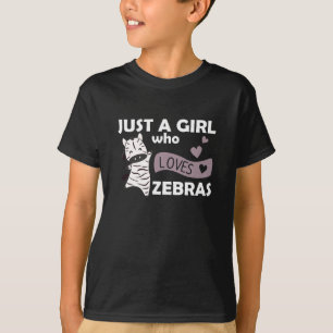 Camiseta Apenas Uma Menina Que Ama Zebras Ama Corações Doce