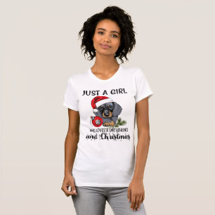 Camiseta Apenas uma menina que ame um Dachshund e um Natal