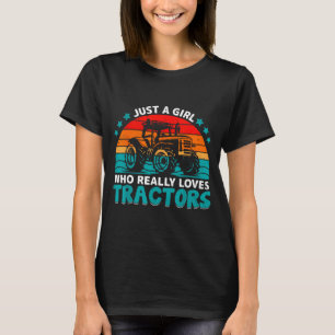 Camiseta Apenas Uma Menina Que Realmente Ama Tratores Diver