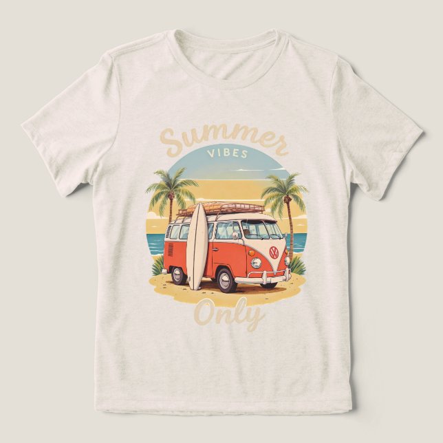 Camiseta Apenas Víblias de Verão - Cena de Van Beach Retro (Design frontal)
