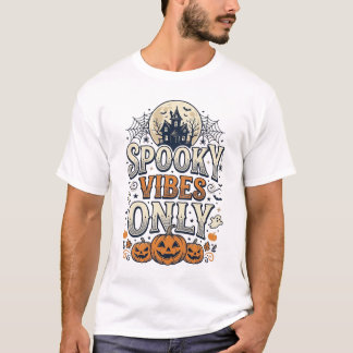 Camiseta Apenas Vibrações Assustadoras Desenho de Abóbora d