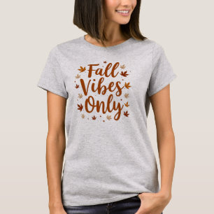 Camiseta Apenas Vibrações de Outono Gráfico de Folhas de Ou