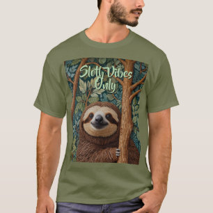 Camiseta Apenas vibrações engraçadas de preguiça retrô boho