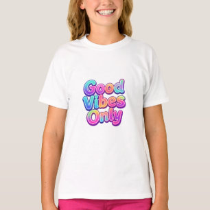 Camiseta Apenas Vibrações Positivas Tipografia Colorida Pre