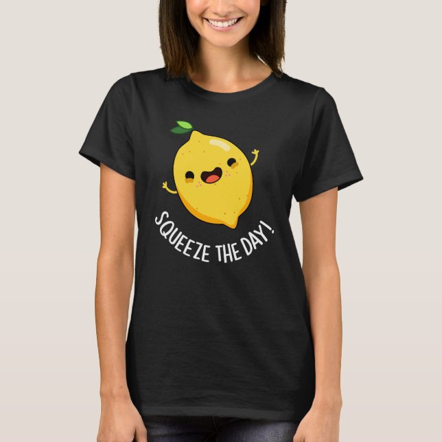 Camiseta Aperte O Dia Engraçado Lemon Pun Dark BG (Frente)