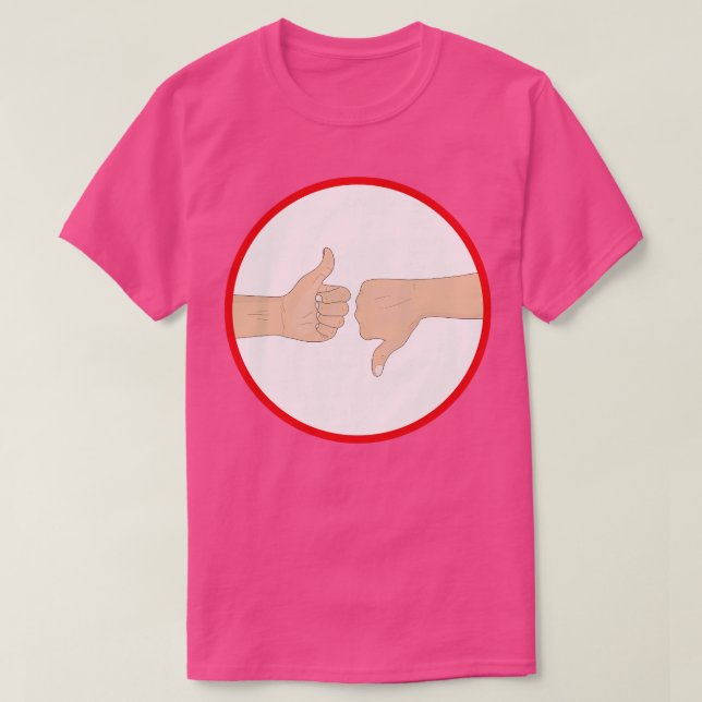 Camiseta Aperte o polegar para cima e para baixo (Frente do Design)