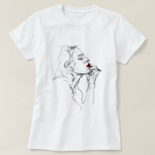 Camiseta Aplicando o Batom Vermelho (Frente do Design)