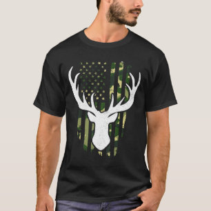 Camiseta Aplicativo De Caça À Elk Whitetail Elk, Bandeira A