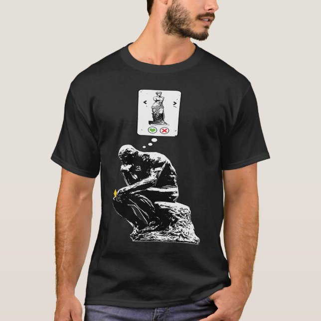 Camiseta Aplicativo de Namorando Rodin Thinker Statue do Ge (Frente)