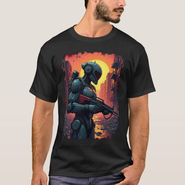 Camiseta Apocalipse Futurística Cyborg Wasteland Tee (Frente)