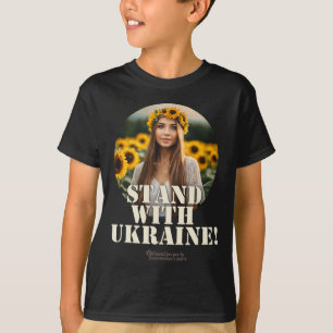 Camiseta Apoiador da Ucrânia Design Menina Campo Girassóis 