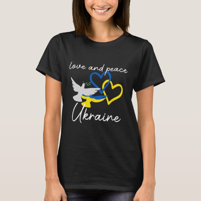 Camiseta Apoiadores da Ucrânia Esperança Positividade Pombo (Frente)