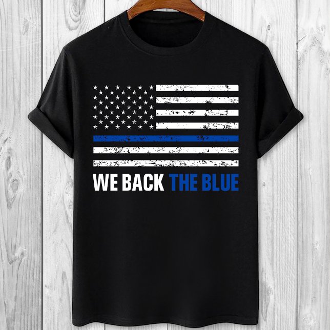 Camiseta Apoiamos a linha azul-fina da polícia (Criador carregado)