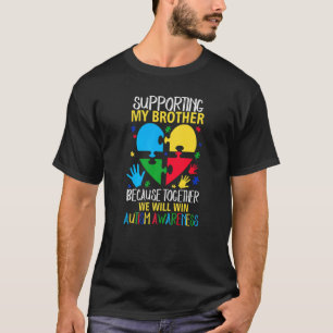 Camiseta Apoiando Meu Irmão Juntos Vamos Vencer o Autismo