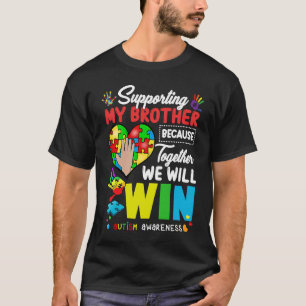 Camiseta Apoiando o Meu Irmão Puzzle Mês de Conscientização