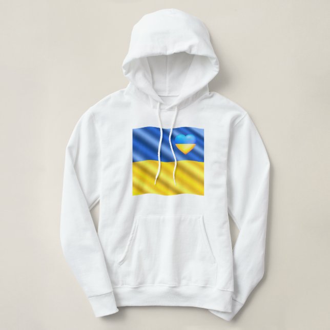 Camiseta Apoiar a Ucrânia Hoodie Ucraniana Flag Heart (Frente do Design)