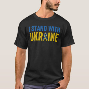 Camiseta Apoiar A Ucrânia I Com Bandeira De Fita Da Ucrânia