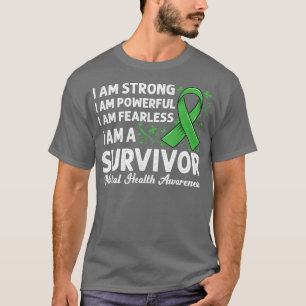 Camiseta Apoiar Sobreviventes De Fita Verde Da Saúde Mental