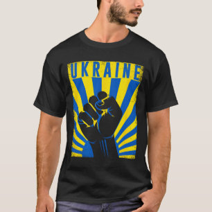 Camiseta Apoiar Ucrânia Mão Punho Ucrânia Resistir Protesto