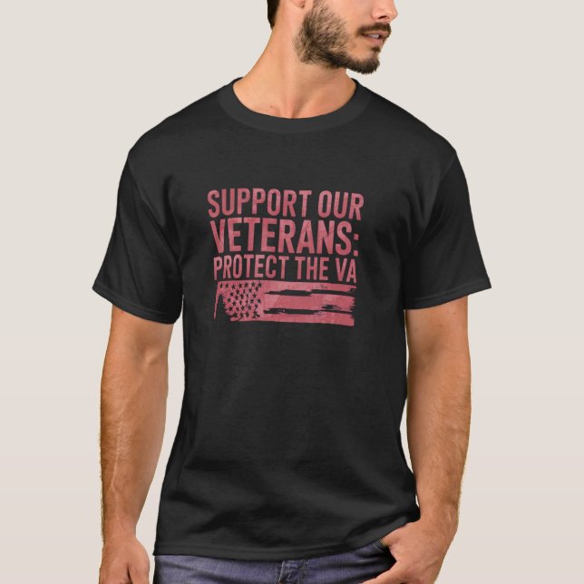 Camiseta Apoiar Veteranos - Proteger o VA (Frente)
