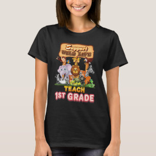 Camiseta Apoiar Vida Selvagem Ensinar 1º Primeira Série Pro