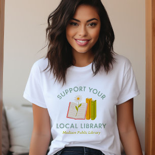 Camiseta Apoie a Biblioteca Local Personalizada