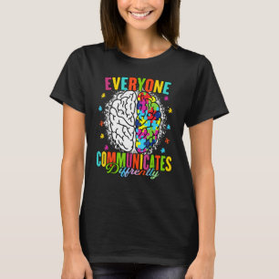 Camiseta Apoie a Consciência do Autismo Todos Comunicam Dif