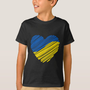 Camiseta Apoie a Ucrânia Coração Bandeira da Ucrânia 