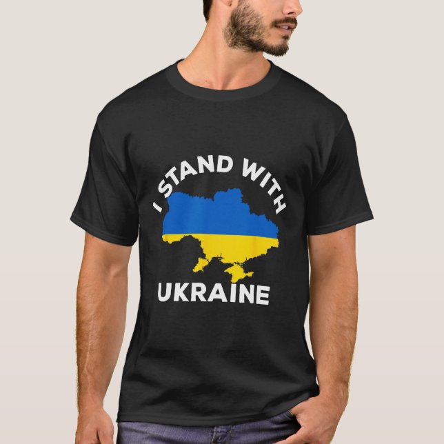 Camiseta Apoie a Ucrânia Eu Apoio a Ucrânia Mapa da Ucrânia (Frente)