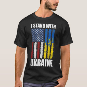 Camiseta Apoie a Ucrânia Eu Estou Com a Bandeira da Ucrânia