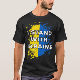 Camiseta Apoie a Ucrânia Eu Estou Com a Bandeira da Ucrânia
