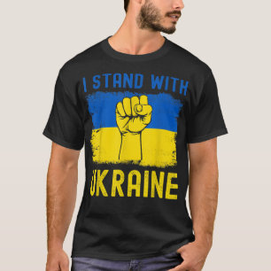 Camiseta Apoie a Ucrânia Eu Estou Com a Bandeira da Ucrânia