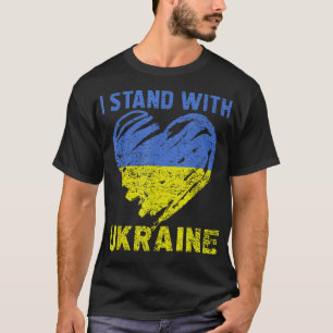 Camiseta Apoie a Ucrânia Eu Estou Com a Bandeira da Ucrânia