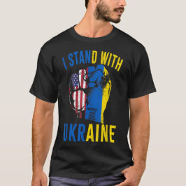 Camiseta Apoie a Ucrânia Eu Estou Com a Bandeira da Ucrânia