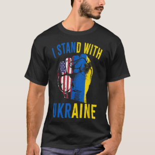 Camiseta Apoie a Ucrânia Eu Estou Com a Bandeira da Ucrânia
