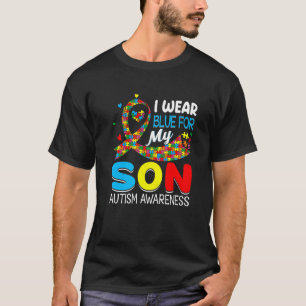 Camiseta Apoie Amo Meu Filho Bonito Vestindo Azul Conscient
