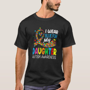 Camiseta Apoie Amor Minha Filha Fofa Vestindo Azul Autismo