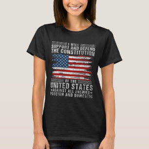Camiseta Apoie e Defenda a Constituição - Bandeira dos EUA