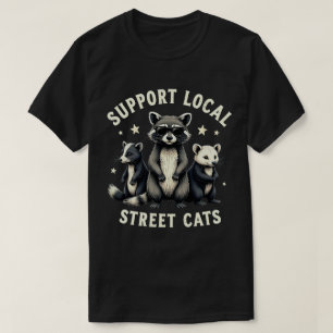 Camiseta Apoie Gatos de Rua Locais, Guaxinim e Gambá Engraç