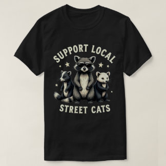 Camiseta Apoie Gatos de Rua Locais, Guaxinim e Gambá Engraç