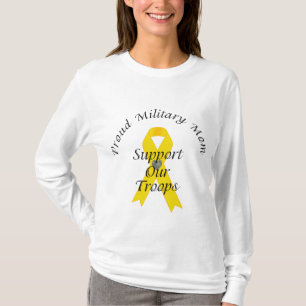 Camiseta Apoie nossa mamã militar 2 das tropas (a fita